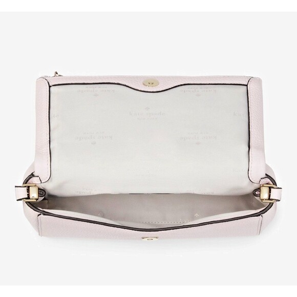 New Kate Spade Leila Mini Zip Crossbody Pebble Leather Shimmer Pink - Picture 4 of 5